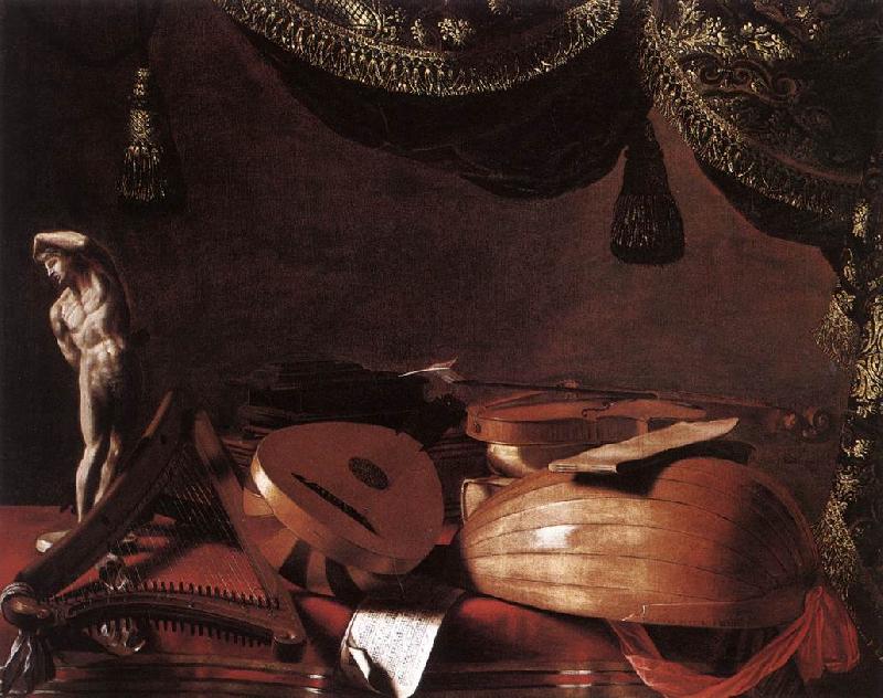 BASCHENIS, Evaristo Still-Life with Musical Instruments and a Small Classical Statue  www Sweden oil painting art